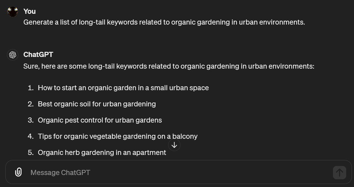 ChatGPT for keyword research